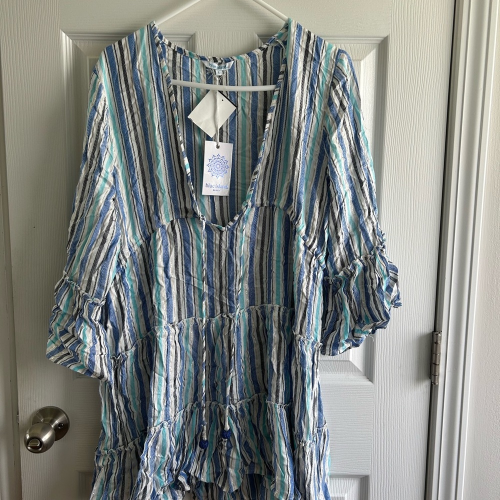 Blue and White Striped Dress